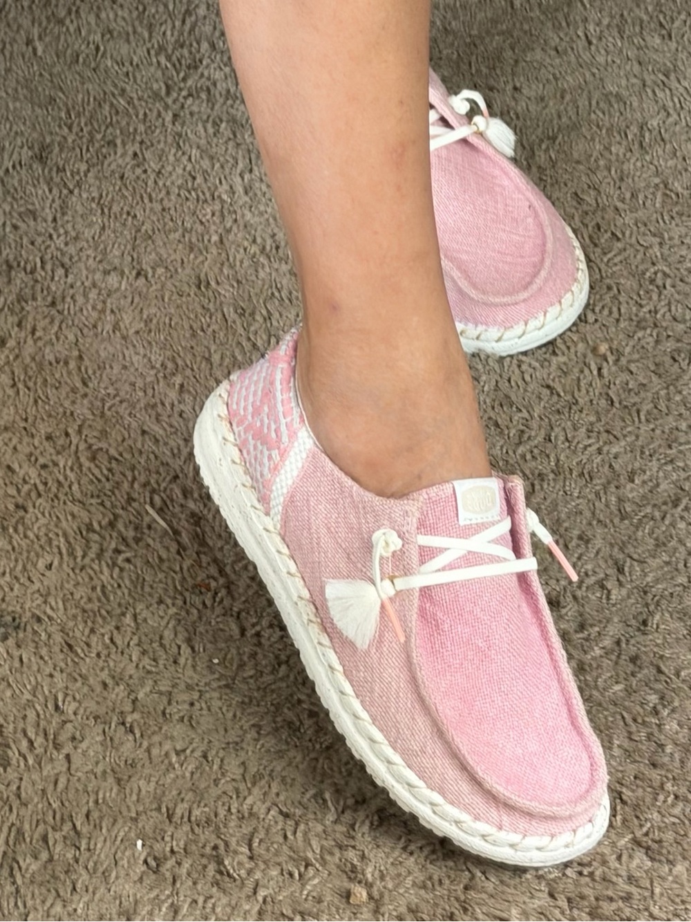Hey Dude Wendi Pink Casual Lace-Up Moccasins
